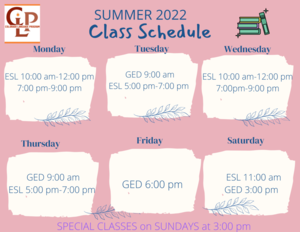 Summer 2022 CGSI Class Schedule